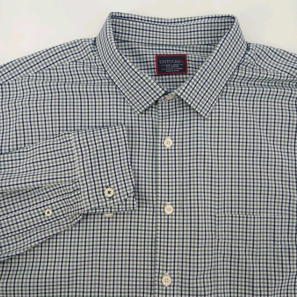 UNTUCKit Mens Blue Green Check Button Up Long Sleeve. XXX-Large‎ Tall. 3xl Tall.